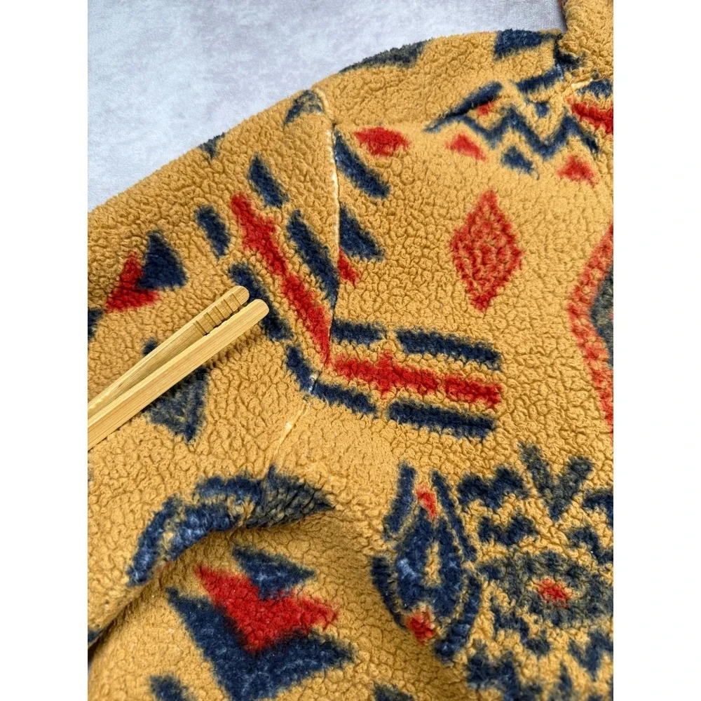The North Face Men XL* 1/4 Zip Sherpa Fleece Hoodie Southwestern Aztec Yellow